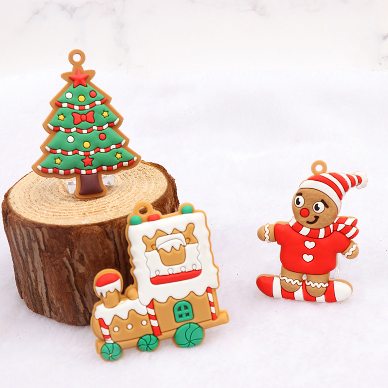 Cross-Border Hot Sale PVC Flexible Glue Christmas Pendant Gingerbread Man Ornaments Christmas Decoration Gifts DIY Snow Scene Layout
