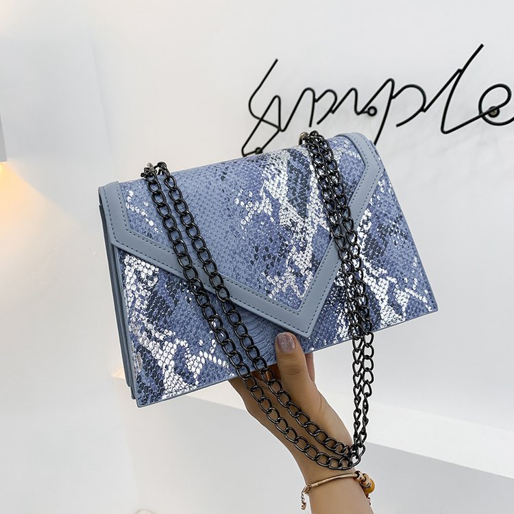 Snake Pattern Women's Bag 2021 New Chain Small Square Bag European and American Fashion Snakeskin Women's Bag Unique One-Shoulder Crossbody Women's Bag