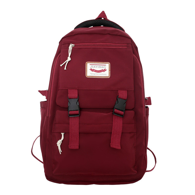 Simple Solid Color Backpack Female Junior High School Student Schoolbag Harajuku Version Couple Campus Outdoor Travel Backpack Men's Fashion