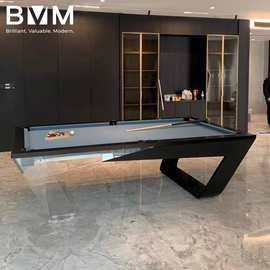 里昂家用玻璃亚克力台球桌豪宅会所俱乐部美式黑八九球桌球台