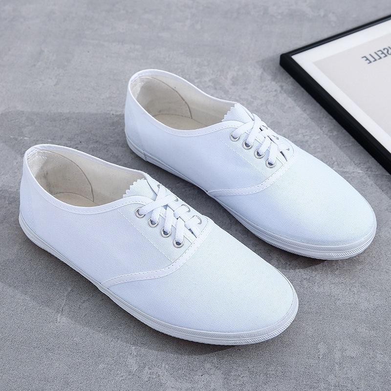 小白鞋男女帆布鞋体操舞蹈表演鞋白球鞋晨练武术鞋护士工作白布鞋