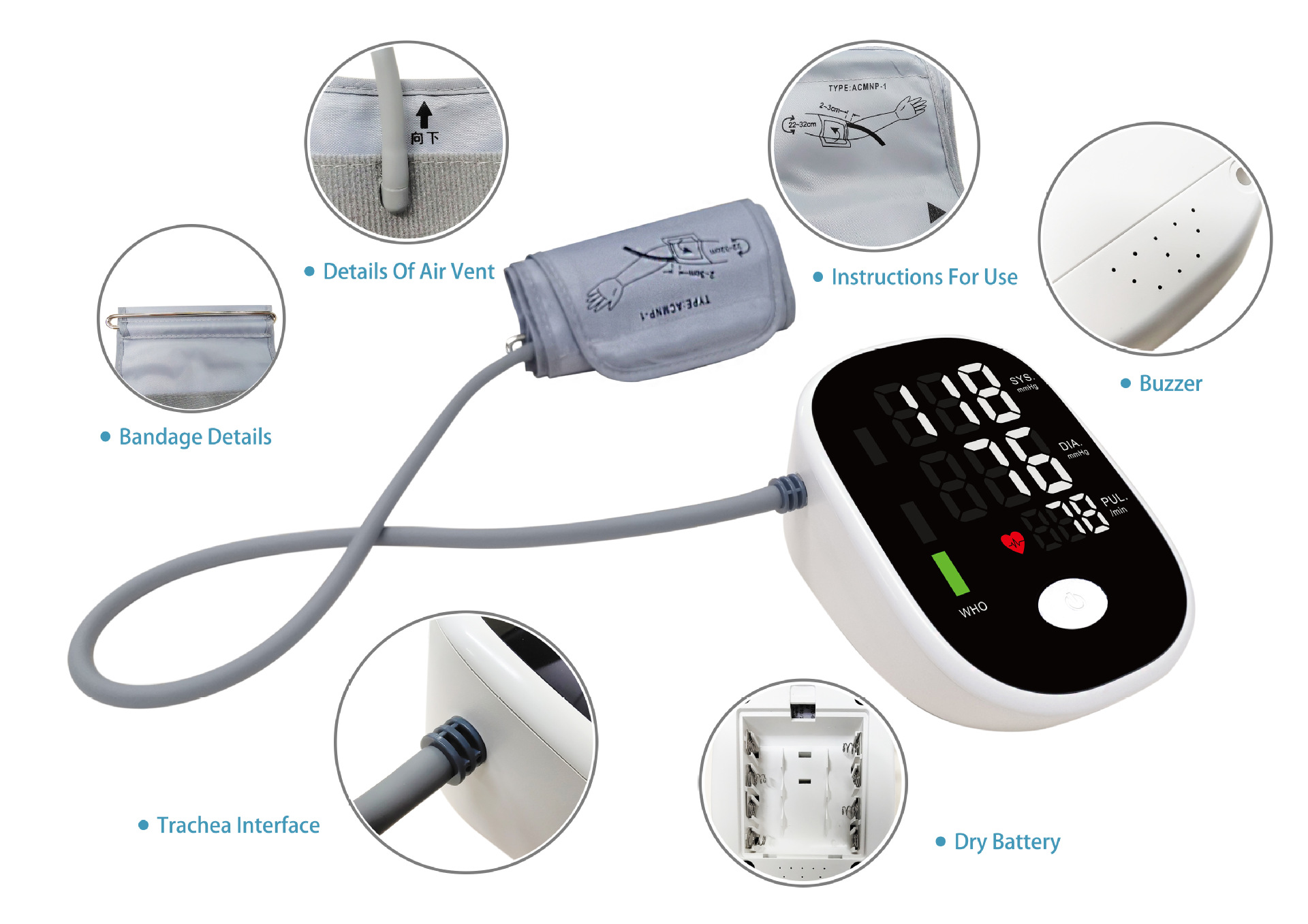 跨境外贸定制智能电子血压机多语音小语种订制播报背光充电血压计