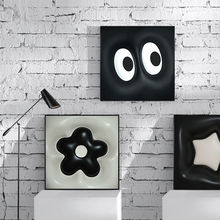 眼睛装饰画客厅现代简约单幅方形挂画卧室创意桌面摆画黑白风壁画