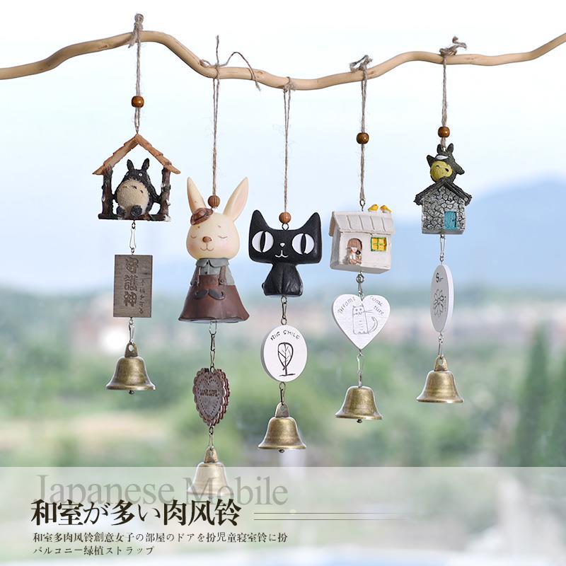 japanese style totoro wind chimes hanging decoration creative girl bedroom room fresh birthday gift ceramic door bell pendant