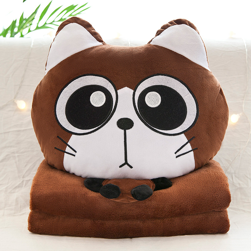 Company Gift Pillow and Quilt Dual-Use Hand Warmer Pillow Cushion Car Office Blanket Three-in-One Plush Toy