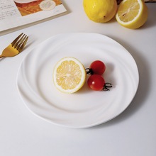 X6ROins风线条纯白盘子高颜值餐盘甜品糕点盘摆台纯色陶瓷盘