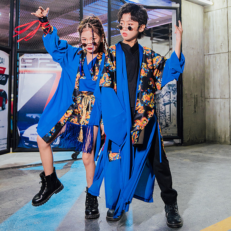 儿童环保走秀国潮童装女童风潮装服装演出服t台套装时装酷女