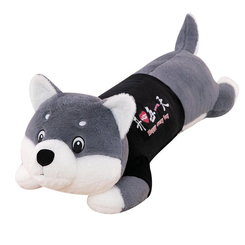 Long Hair Husky Doll Shiba Inu Dog Long Sleeping Pillow Cartoon Plush Toy Gift Clothes Detachable