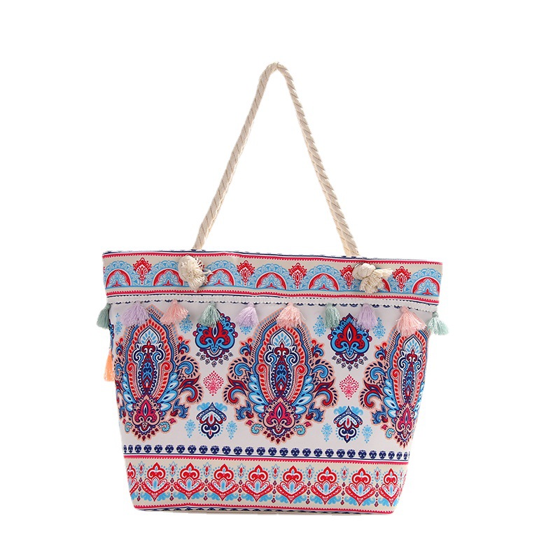 Foreign Trade New Portable Ethnic Style Tassel Digital Printing Woven Ribbon Zipper Bag Source Factory Direct Supply