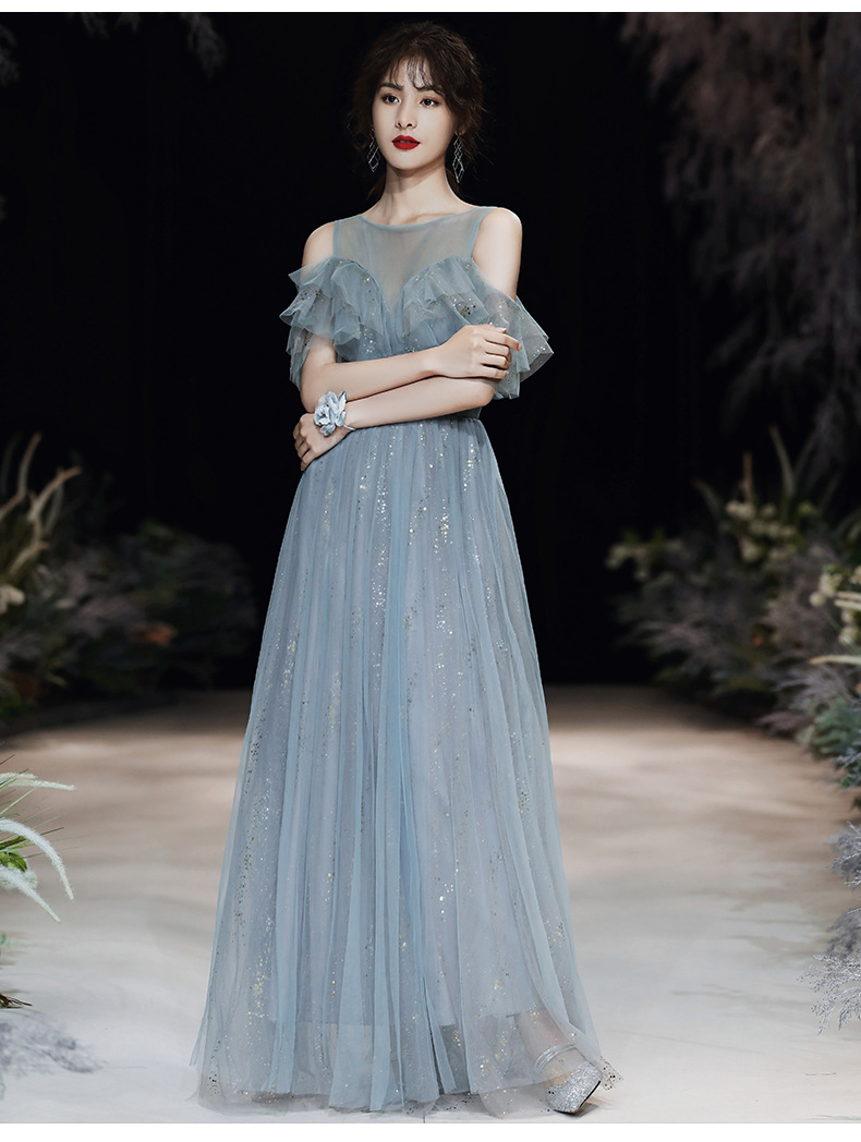 森系姐妹团伴娘服2020年新款气质名媛晚礼服裙宴会秋冬天连衣裙女