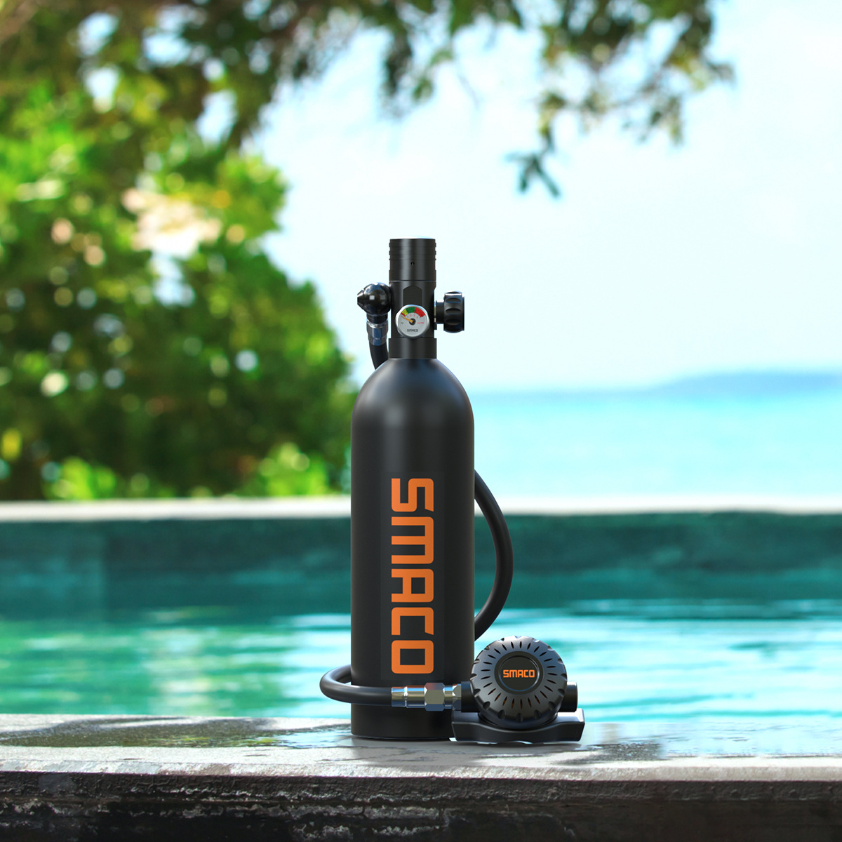 smaco赛麦客s400plus 1l应急备用潜水呼吸器套装氧气瓶简易便携