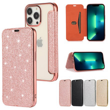 适用iPhone14闪粉手机皮套苹果16电镀透明插卡保护壳TPU时尚全包