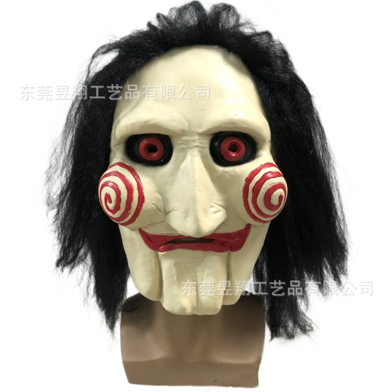 电锯惊魂面具带假发电锯杀人狂电影主题 万圣节cosplay恐怖面具