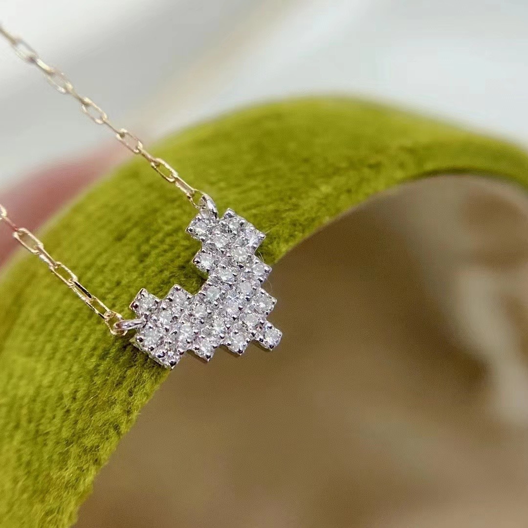 金吊坠18k金钻石项链满钻爱心套链情人节限定款七夕特推