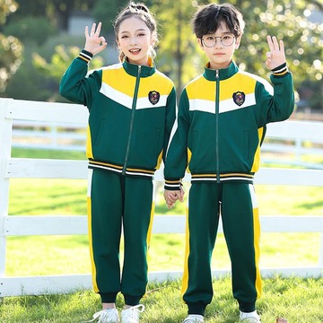 幼儿园园服秋季新款儿童班服套装春秋装英风小学生运动服校服绿色