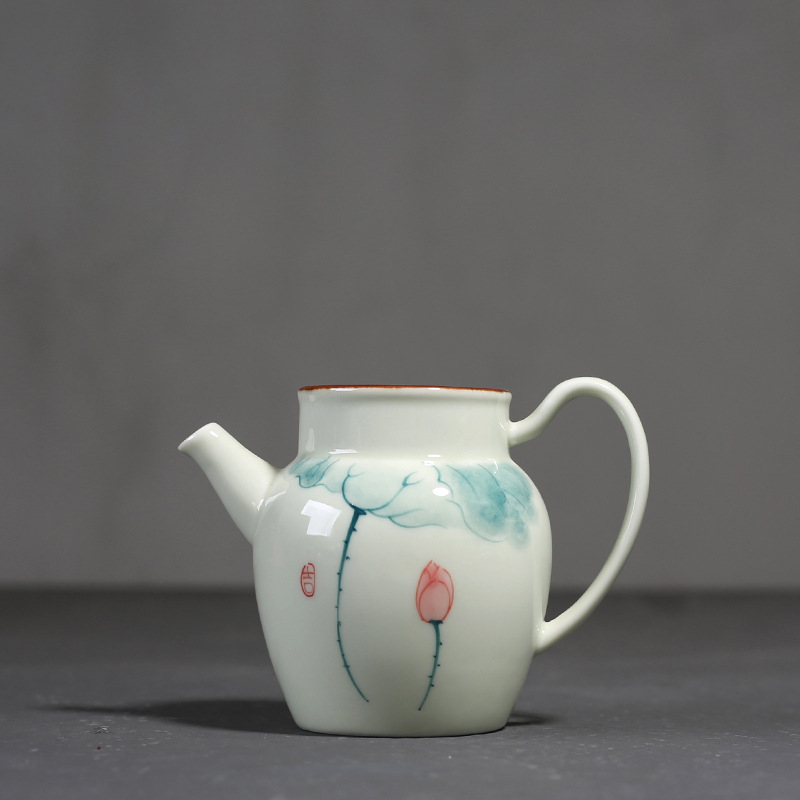 手绘荷花公道杯家用茶海功夫茶具配件茶水分茶器陶瓷公杯茶艺匀杯