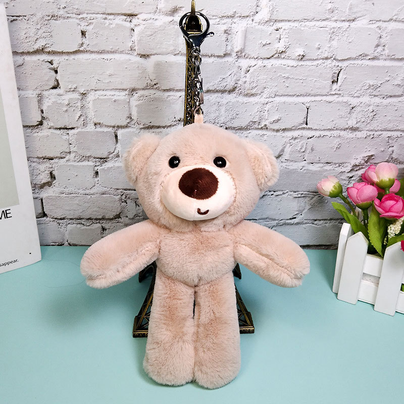 可爱站姿毛毛熊毛绒玩具钥匙扣包包挂件泰迪熊玩偶大头熊公仔挂饰