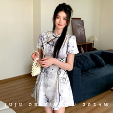 夏上新！【AN SHANG】新中式立领盘扣镂空旗袍连衣裙