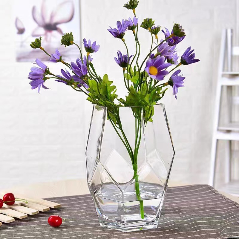 Nordic Simple Creative Geometric Glass Vase Hydroponic Flowers Dried Flower Vase Living Room and Dining Table Decoration Ornaments