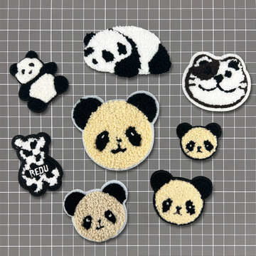 卡通熊猫刺绣布贴袜子帽子logo小熊头补丁贴电脑绣花毛巾绣装饰贴