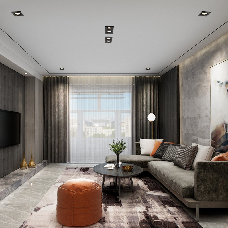 三尼 射灯led嵌入式长方形客厅无主灯斗胆灯吊顶暗装天花双头筒灯