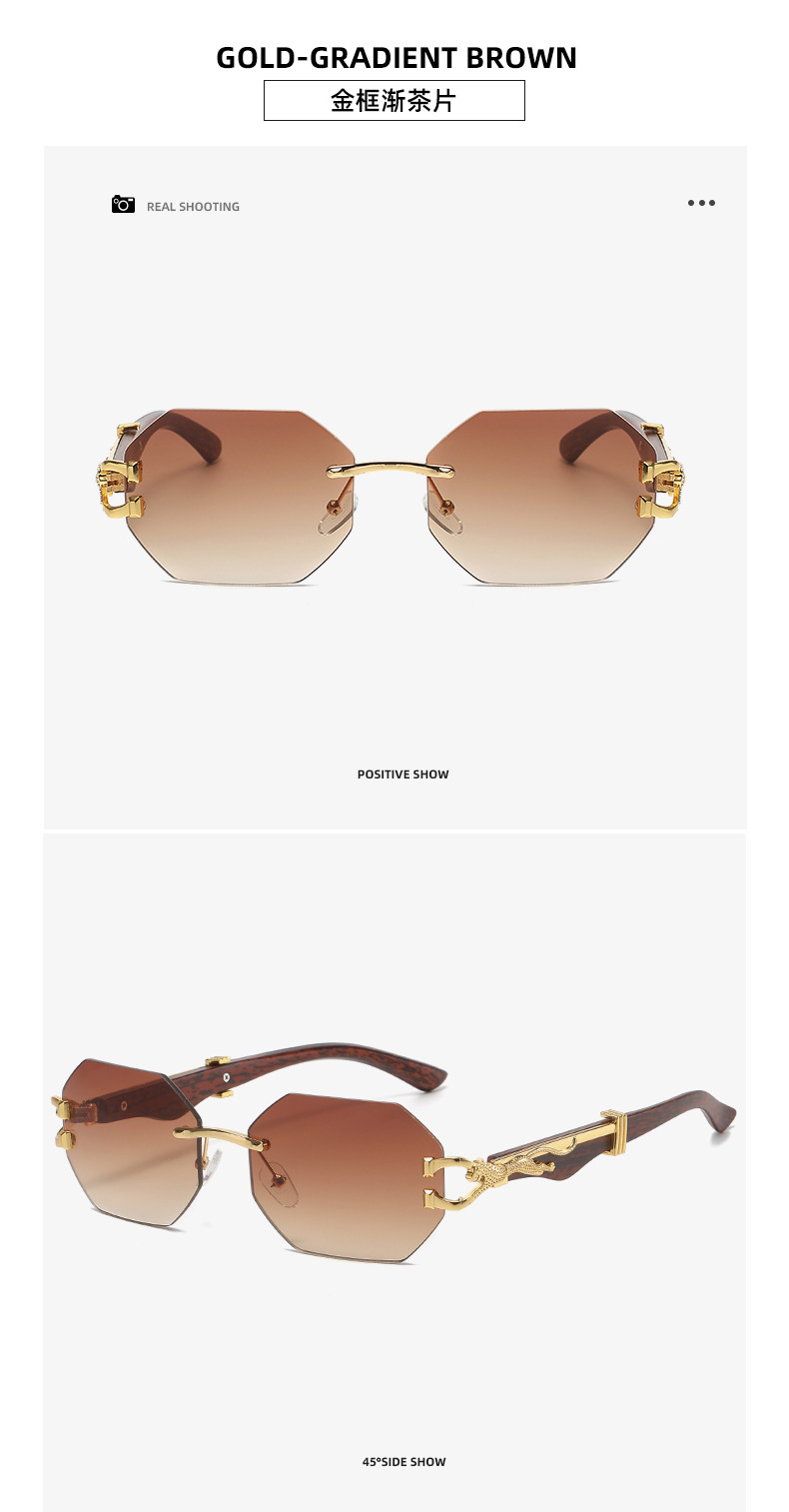 New retro wood-grain leopard temple sunglasses for men, European and American square frame driving cheetah decorative sunglasses for cross-border wholesale pic 5
