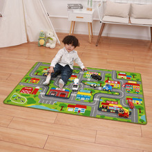 儿童地毯地垫交通车道幼儿园汽车游戏绿色垫卧室客厅可机洗长方形