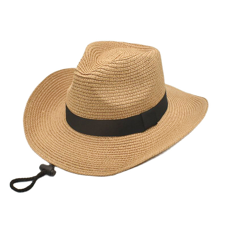 Western Straw Cowboy Hat Foreign Trade Men's Sun Hat Men and Women Summer Fedora Hat Sun Hat Tide Beach Sun Hat