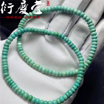 天然绿松石直切隔片手串高瓷蓝绿铁线男女文玩正品湖北绿松石手链