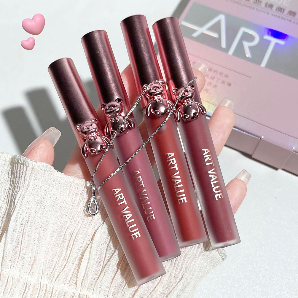 art value小熊唇泥项链套装哑光唇泥镜面唇釉显白百搭少女口红