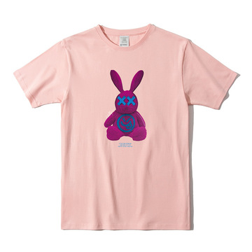 fh男装|夏季新款街头潮牌兔子印花男士短袖卡通宽松纯棉t恤代发