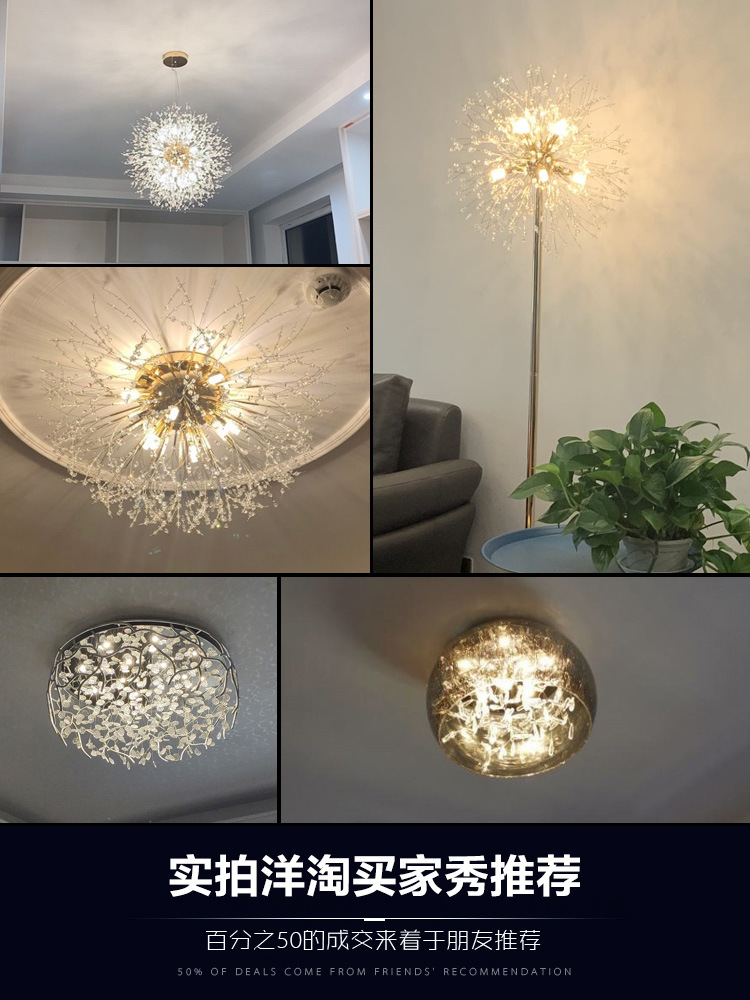 Dandelion Floor Lamp Living Room Bedroom Bedside Lamp Corner Nordic Creative Art Fireworks Light Luxury Crystal Lighting