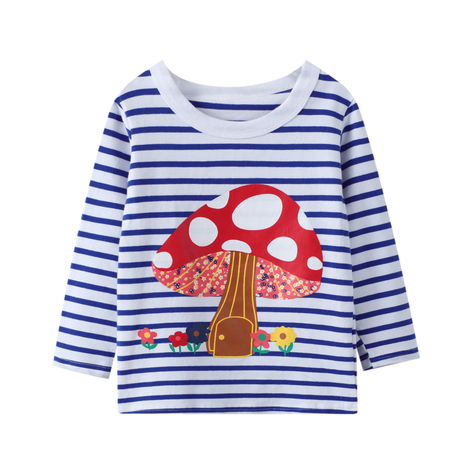 冬款童装t恤 女童圆领套头卡通图案 宝宝长袖儿童打底衫一件代发