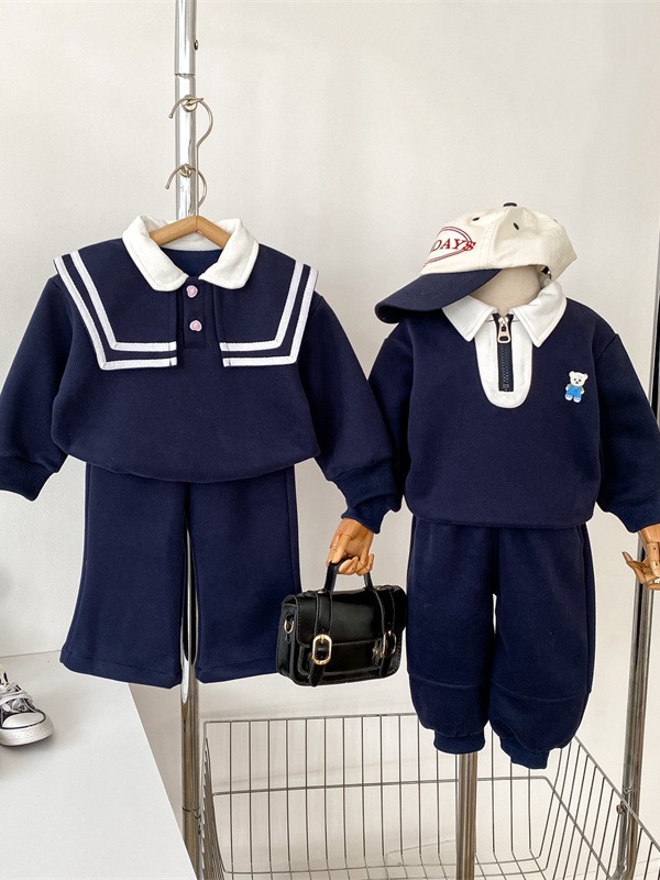 New Spring and Autumn Korean Children's Clothing Boys' Suit Polo Collar College Style Pure Cotton Children's Kindergarten Garden Clothing Baby Clothes