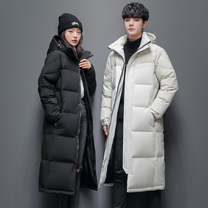 Men's Long below the Knee down Jacket Winter Thick down Jacket down Jacket Couple Fashion Brand New Hooded down Jacket Coat