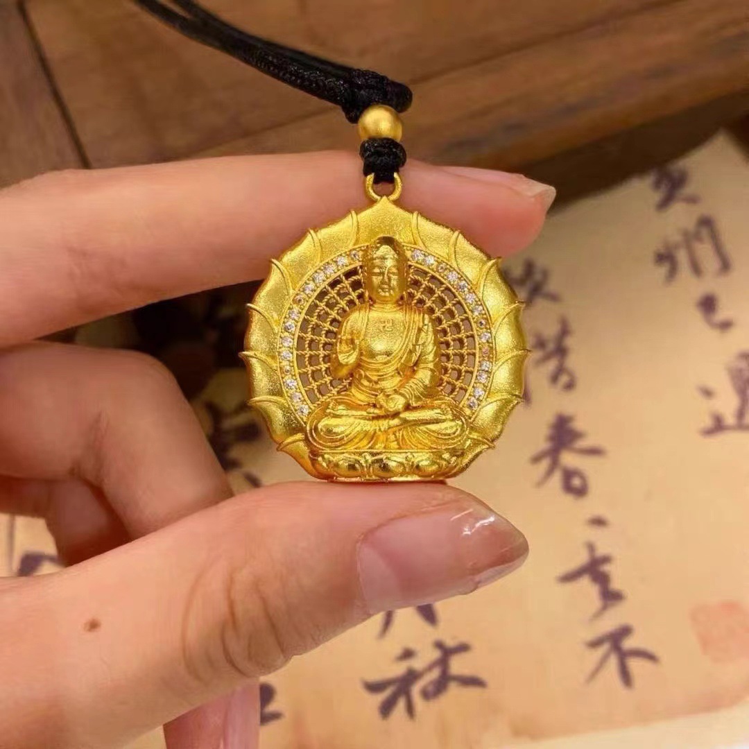 释迦牟尼如来点钻坐佛全身佛祖吊坠项链礼品仿黄金沙金项坠-阿里巴巴