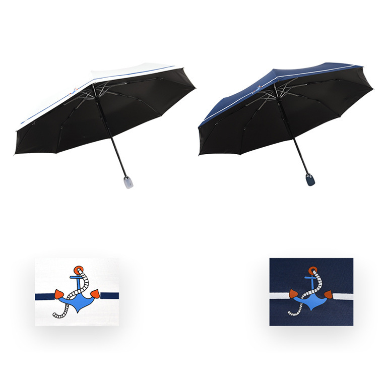 Full-Automatic Vinyl Sunshade Triple Folding Umbrella Men's and Women's Folding Rain Or Shine Dual-Use Umbrella Simple and Fresh Student Umbrella Gift