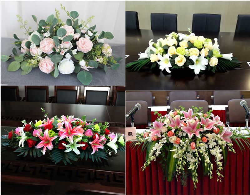 会议室花摆 桌花桌摆前台玫瑰花花艺摆件演讲台台面商务商场摆放