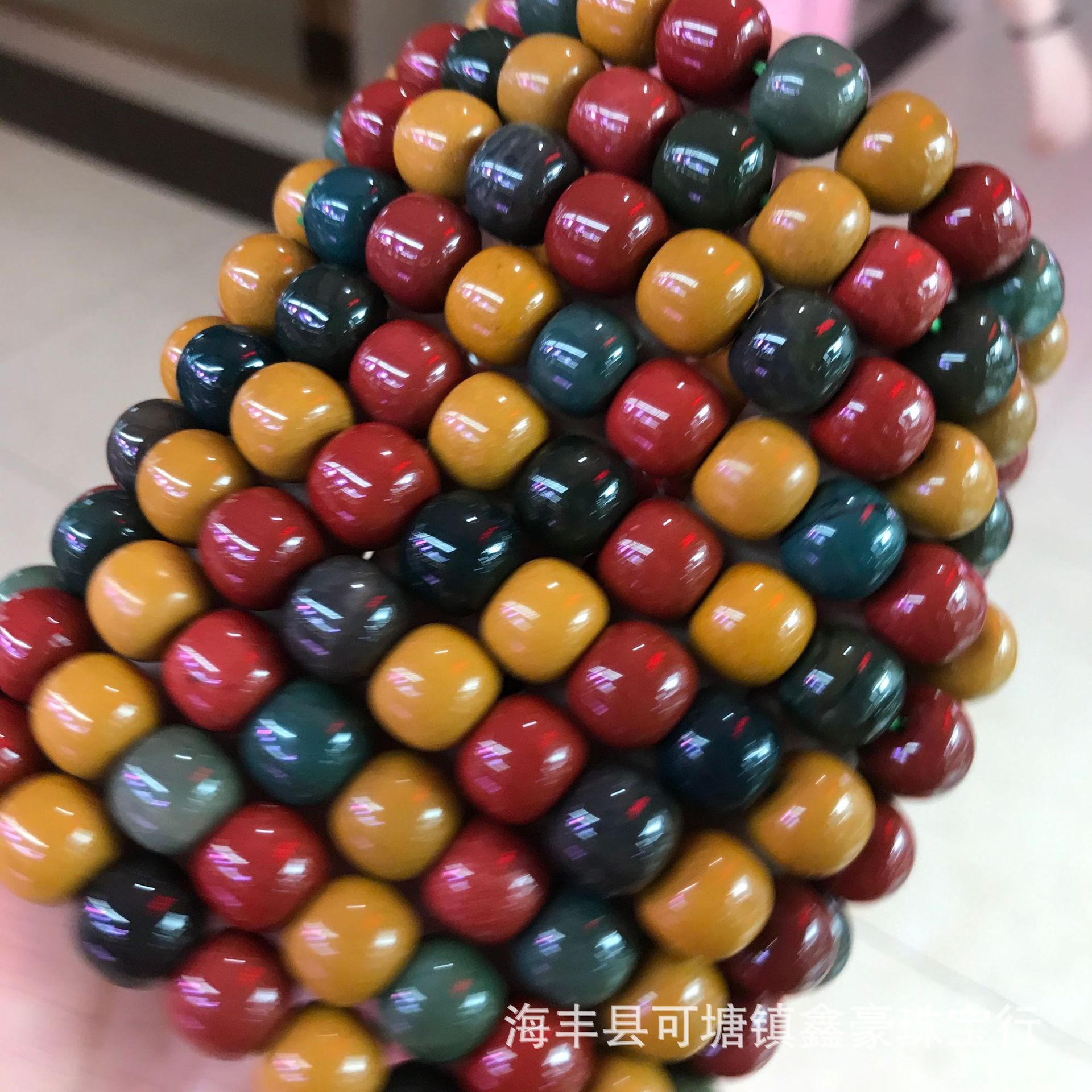 天然阿拉善玛瑙红绿灯老形桶珠手串男女情侣款配饰时尚简约手链