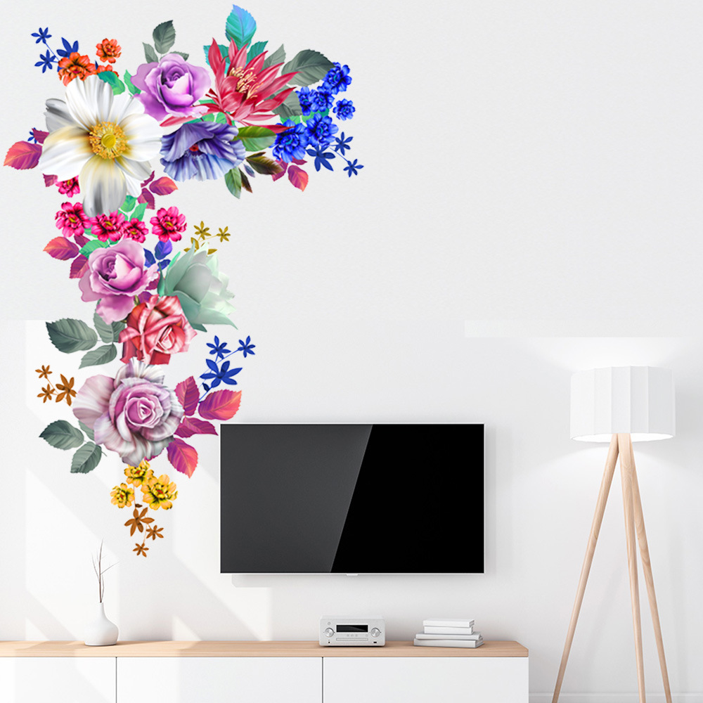 墙贴sk9281墙贴批发家和富贵莲花客厅电视背景装饰墙贴可移除一等