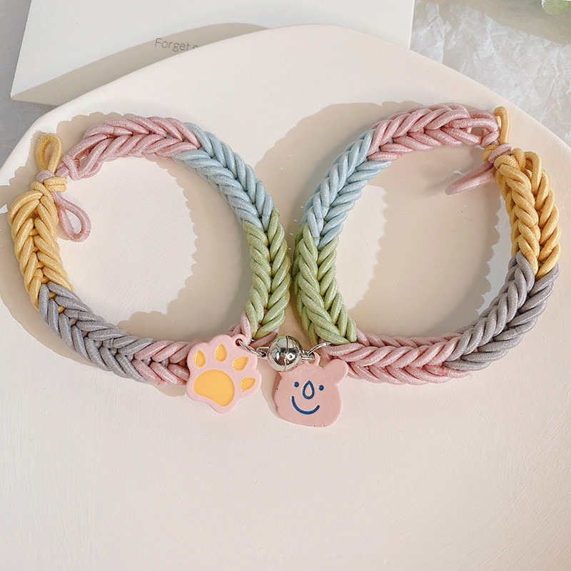 一对装小红书同款手编头绳彩色磁吸发圈少女送男朋友磁铁小皮筋女