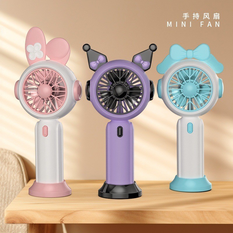 2024爆款手持迷你小风扇5号电池usb充电静音手动可爱卡通学生风扇