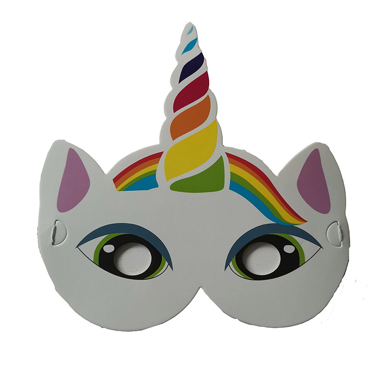 亚马逊彩虹独角兽面具生日派对装扮道具 小马儿童纸面具