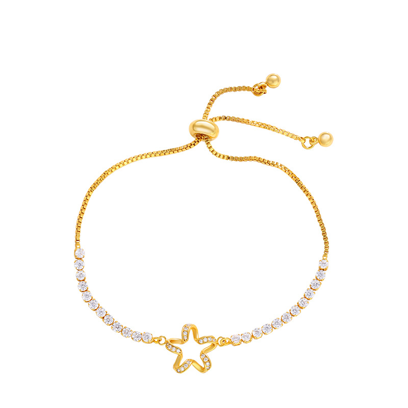 Xuping Jewelry Simple and Stylish Personality Five-Pointed Star Bracelet Stretch Adjustable Inlaid Artificial Zircon Bracelet Wholesale