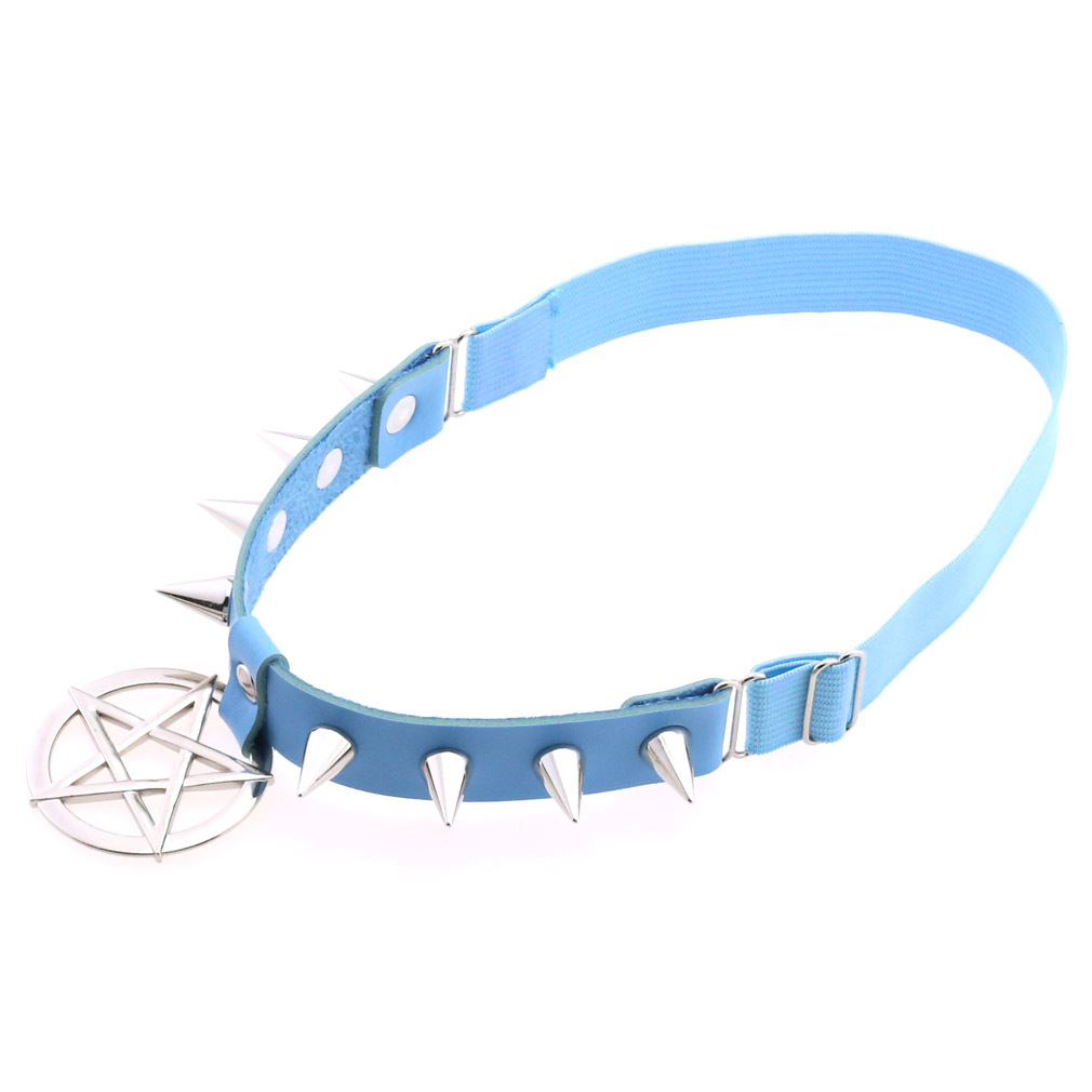 跨境欧美夸张朋克潮女摇滚尖钉铆钉五角星绑腿吊袜带炫酷腿链腿环