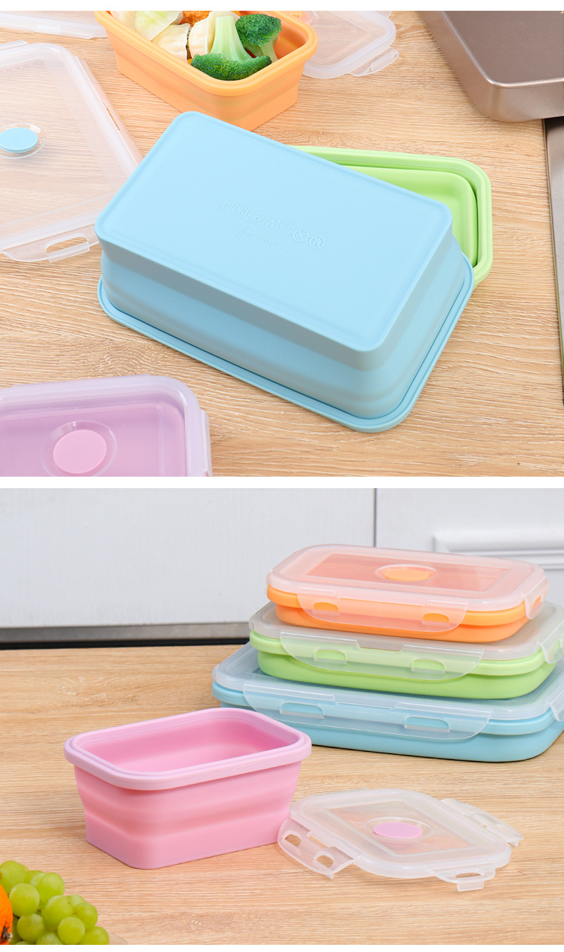可折叠硅胶饭盒保鲜饭盒保鲜盒冰箱专用便携式野餐便当可微波加热