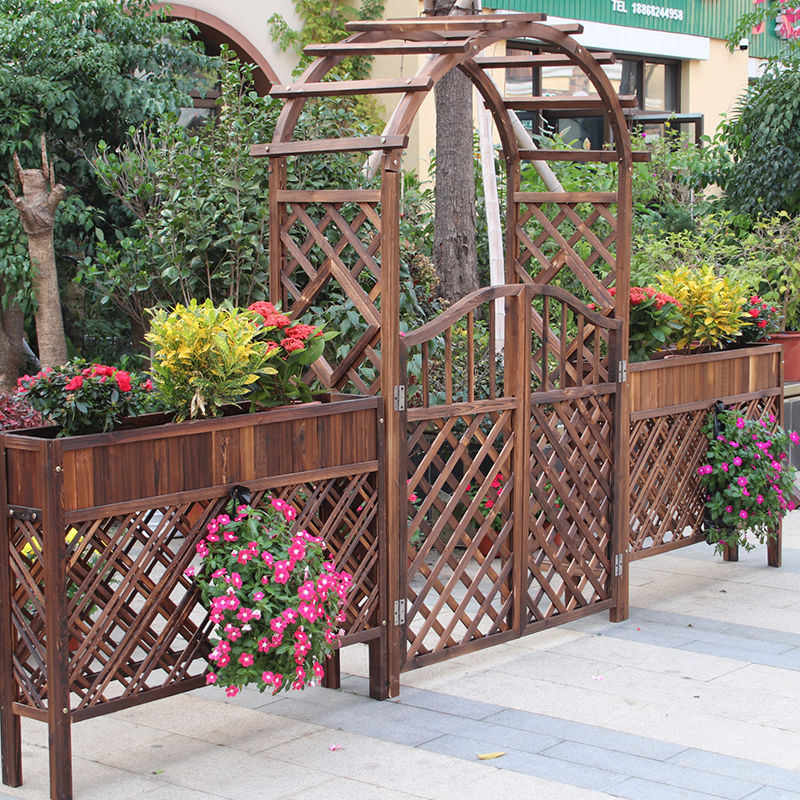 庭院装饰室外奶茶咖啡店餐厅隔断花架花箱花槽木栅栏花箱围栏厂家