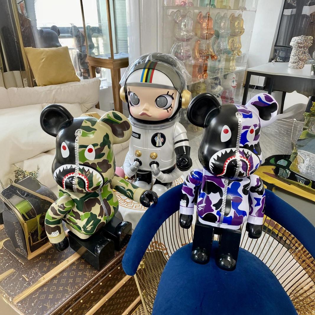 bearbrick1000%暴力熊积木熊鲨鱼迷彩手办客厅大号摆件潮玩偶公仔