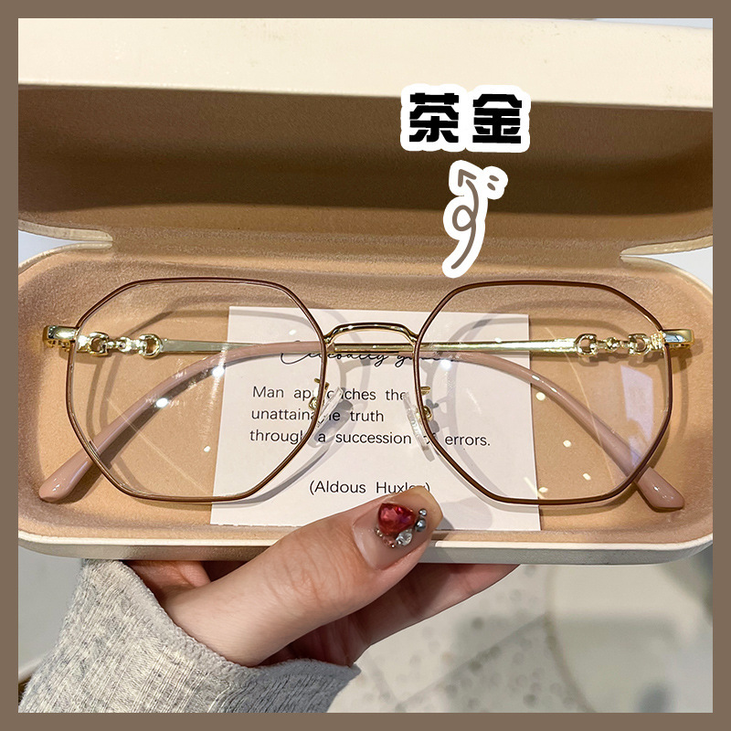New Anti-Blue Light Color Changing Glasses Student Myopia Glasses Men's and Women's Glasses Frame Plain Frame Face-Looking Small Finished Myopia Glasses