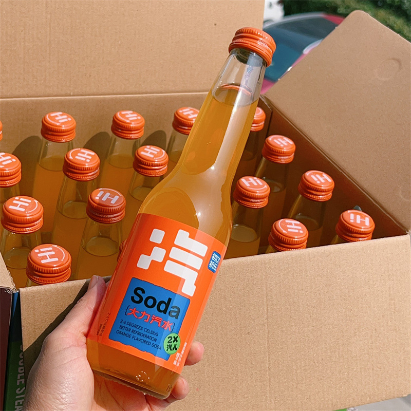 初饮 大力汽水300gx20瓶 复合果汁 橙子味 玻璃瓶 整箱-阿里巴巴